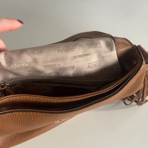 Michael Kors Tan Leather Shoulder Bag with Tassel - Picture 8 of 17